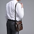 Miniatyrbild 3 av 5: BULLCAPTAIN 0300 Toppskiktsläder Messenger Bag Retro Herr Enkelsidig Axelväska Coffee