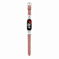 Miniatyrbillede 2 af 5: Læder Smartwatch Rem Til Xiaomi Mi Band 7, Rem Udskiftning Med D-formet Metalforbindelse Silver Deep Pink