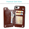 Miniatyrbild 3 av 5: iPhone 7 Plus iPhone 8 Plus Plånboksfodral med Kortfack, Premium PU-Läder Stativ Kortfack, Dubbel Magnetisk Spänne och Hållbart Stötsäkert Co