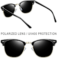 Miniatyrbillede 2 af 5: Semi-rimless polariserede solbriller til mænd - UV400 beskyttelse retro halv ramme