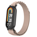 Miniatyrbild 2 av 5: Nylon armband för Xiaomi Smart Band 8 Justerbart ersättningsarmband med svart kontakt Apricot
