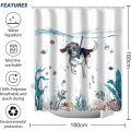 Miniatyrbild 4 av 4: Badgardin söt dykande hund marin djur duschdraperi polyester 180x180cm vattentät hållbar modern badrumsdekorativa tillbehör med 12 krokar