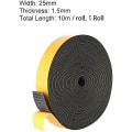 Miniatyrbild 4 av 5: Skumgummitätningstejp 6 mm (b) x 1,5 mm (t) Fönsterdörr Drag Excluder Air Black 25x1.5mm