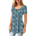 Miniatyrbilde 2 av 4: Dame Skjorter Ruffle Løs Knapp Tunic Topper For Kvinner Flogreen XL