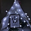 Pikkukuva 4 / 5: Halloween-valot, 4,8 m 30 LED vedenpitävät 3D kurpitsa-lepakko-kummitus paristokäyttöiset valosarjat ajastimella - 8 valaistustilaa söpö keijuvalo ikkunaan Snowflake Cool White