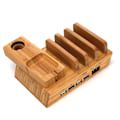 Miniatyrbilde 4 av 5: Multi-port ladestasjon i bambus for mobiltelefon, nettbrett og skrivebord