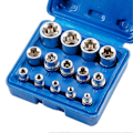 Miniatyrbillede 1 af 5: Hun E Star Torx Topnøglesæt E4-E24 E-Torx Ekstern Hex Topnøgle Indsats Møtrik 14 stk