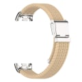 Miniatyrbild 2 av 5: För Xiaomi Smart Band 8 flätad nylon klockarmband justerbart spänne elastiskt band Apricot