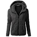 Miniatyrbillede 2 af 3: Dame Mode Afslappet Frakke Efterår Vinter Hættefrakke Plys Varm Jakker Plus Størrelse S-5xl Black 4XL