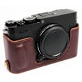 Miniatyrbillede 3 af 5: Ægte Læder Kamerataske Bund Etui Halv Kropsbeskyttelse med Batteriåbning til Fuji X-E4