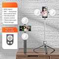 Miniatyrbillede 2 af 5: 1,3 m Udtrækkelig Selfie Stick Bluetooth Fjernbetjening Bærbart Tripod Stativ + Udfyldningslys og Spejl Black