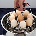 Miniatyrbillede 3 af 5: Æggedamper Stativ Silikone Varmebestandigt Håndtag Rustfrit Stål til Køkken