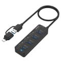 Miniatyrbilde 1 av 5: 7-i-2 USB/Type-C HUB Adapter 4 USB 3.0 + 3 USB-C Dokkingstasjon 5Gbps Datakonverter