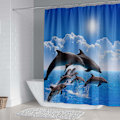 Miniatyrbillede 2 af 4: Delfin Bruseforhæng 150*180cm, Dyre Bruseforhæng Vandtæt Polyester Bruseforhæng Med 12 Kroge Til Juledekoration, Badeværelsesforhæng