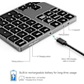 Miniatyrbild 3 av 5: Bluetooth Numeriskt Tangentbord, Laddningsbart Aluminium 34-tangenters Nummerblock Smalt Externt Tangentbord Datainmatning