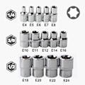 Miniatyrbillede 3 af 5: Hun E Star Torx Topnøglesæt E4-E24 E-Torx Ekstern Hex Topnøgle Indsats Møtrik 14 stk