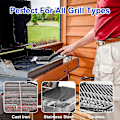 Miniatyrbilde 4 av 5: Grillbørste, Grillrensebørste, Grillbørste i rustfritt stål med skrape og langt isolert håndtak for rengjøring av grill 3Pcs