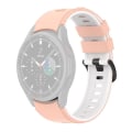 Miniatyrbilde 1 av 5: To-fargets silikonrem for Galaxy Watch4/5/6 40mm 44mm/Watch6 Classic 43mm 47mm/Watch 5 Pro 45mm Pink White