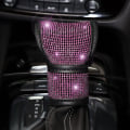 Miniatyrbild 4 av 5: 7-pack rosa bling biltillbehör set för kvinnor, rosa diamant rattöverdrag set 15 tum, säkerhetsbälteskudde, växelspaksöverdrag, rosa bil bling r