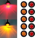 10x 3/4 tommer Rund LED Klaring Lys Front Bak Side Markør Indikator Lys for Lastebil Bil Buss Tilhenger Varebil Campingvogn Båt, Baklys Brems Stopp Lampe