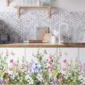 Miniatyrbild 4 av 5: Grönt Gräs Blommor Växter Fjäril Jag Självhäftande Väggdekal För Vardagsrum Barnrum Kök Kakel Vuxen Tonåring