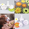 Miniatyrbillede 3 af 3: 20 Stykker Kageudstikkere Stempel Kage Dekoration Forsyninger Fondantforme Hvid Daisy Hortensia Fem-bladede Blomster Lykkegræs Fire-bladede Flo