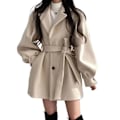 Miniatyrbillede 1 af 3: Dame Casual Trenchcoat Varm Overfrakke Vinter Lang Jakke Overtøj Apricot XL