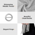 Miniatyrbild 5 av 5: Glittrande sjalar och wraps för kvinnor Silver Shawl Metallic Olaof Scarf för brud, brudtärna, bröllop, fest, formell bal Silver