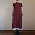 Miniatyrbillede 3 af 5: Dame Kjole Afslappet Løs Ensfarvet Forklæde Lange Stropper Bomuld Hør Overalls Kjoler Med Lommer, beige red M
