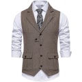 Pikkukuva 1 / 5: Miesten liivi, muodollinen hihaton V-kaula tweed-liivit, business casual -puvun liivi taskulla 4XL