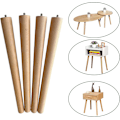 Miniatyrbillede 2 af 5: 12 tommer møbelben, runde massive træbordsben, midt århundredes moderne erstatningsben perfekte til Ikea bord, sofa, seng, sofabord bensæt Nature Beech 12*2.375*1.625 inches
