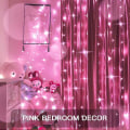 Miniatyrbilde 5 av 5: LED Vindusgardin Lyslenke, Innendørs Utendørs Bryllupsfest Dekorasjon Pink 4*0.3