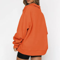 Miniatyrbilde 3 av 4: Oversized Hettegenser for Kvinner, Halv Glidelås, Lang Erme, Kvart Glidelås, Trendy Hettegenser, Antrekk for Tenåringer m0 orange XX Large