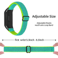 Miniatyrbilde 2 av 5: Elastisk nylon anti-ripe justerbar håndleddsrem for Xiaomi Mi Band 3/4, med svart klokkeramme Yellow Green