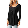 Miniatyrbillede 2 af 4: Dame Skjorter Flæse Løs Knap Tunic Toppe Til Kvinder Black C M
