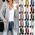 Miniatyrbild 2 av 5: Kvinnors långärmad öppen framsida Casual Lös Mjuk Stickad Cardigan Tröja Ytterkläder Light Grey Large