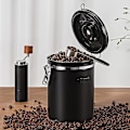 Miniatyrbillede 3 af 3: Kaffedåse, lufttæt køkkenopbevaringsbeholder i rustfrit stål med datomarkør og scoop til malet kaffe, bønner, te, mel, korn, Su