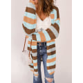 Miniatyrbild 4 av 5: Dam Puff Långärmad Virkad Stickad Cardigan Tröjor Color Block Kimono Open Front Coat Ytterkläder XL