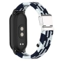 Miniatyrbild 1 av 5: För Xiaomi Smart Band 8 flätad nylon klockarmband justerbart spänne elastiskt band Black White