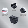 Miniatyrbilde 2 av 5: Momentan Strømbryter med Reversert Polaritet, Vippebryter, DC Motorstyring DPDT 4 Pin(ON)-Off-(ON) 20A 12V DC RV Bryter med Ledninger