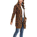 Miniatyrbild 2 av 5: Essential Leopard Print Lång stickad cardigantröja med öppen framsida för kvinnor S