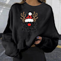 Miniatyrbillede 2 af 5: Løs Juleprint Sweater Rund Hals Sweater Med Sjov Grafik Rensdyr Og Julemandsdesign (dame)