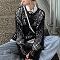 Miniatyrbillede 2 af 5: Dame Hul Ud Hæklet Strik Trøje Crop Tops Langærmet Trøje Cropped Style 1 M