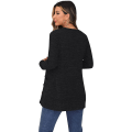 Miniatyrbillede 5 af 5: Dame Cardigan Langærmet Åben Front Cardigans Knap Ned V-Hals Ribstrikket Black M