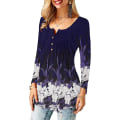 Miniatyrbillede 2 af 4: Dame Skjorter Flæse Løs Knap Tunic Toppe Til Kvinder Purpleflo M