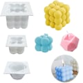 Miniatyrbillede 1 af 5: 3-pak Silikone Lysforme, Maehsab 3D Boble Cube Voks Lysform (Stor & Lille) + Diamant Cube Lysform til DIY Håndlavede Lys
