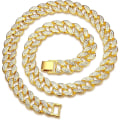 Pikkukuva 1 / 5: Kuubalainen ketju miehille ja naisille, jäädytetty timanttiketju, 18k kullattu/hopeoitu 15mm kuubalainen linkkiketju kaulakoru rannekoru Style 1
