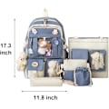Miniatyrbild 6 av 6: Canvas skolväska combo set, Kawaii tjej student skolväska blå