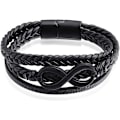 Miniatyrbild 1 av 4: Infinity-armband i läder för män - svart flätat rep i läderarmband för män