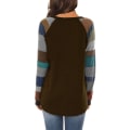 Miniatyrbilde 3 av 5: Dame Casual Fargeblokk Raglan Langermet T-skjorte Bluser Tunika Topper
